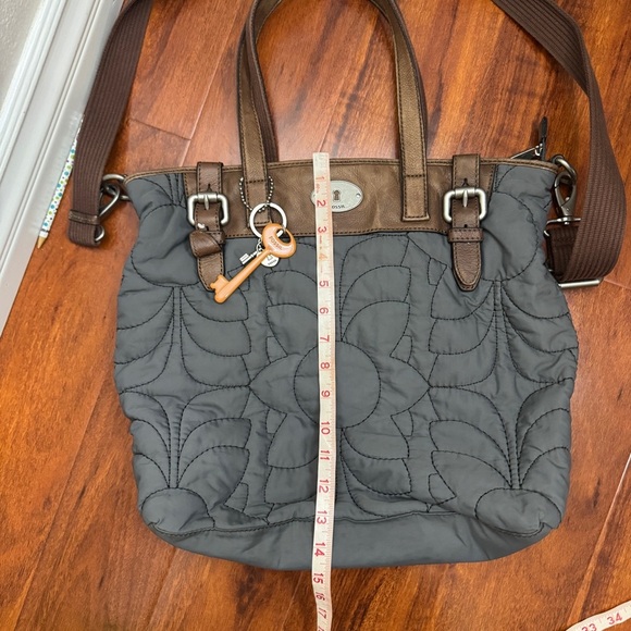 Fossil Key-Per Shoulder Bag Purse Quilted Flower Floral Leather Vintage - Picture 9 of 9